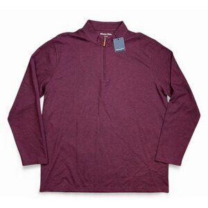 Mizzen Main Mens KPI Quarter Zip Pullover Performance Sweater Wine Heather XXL
